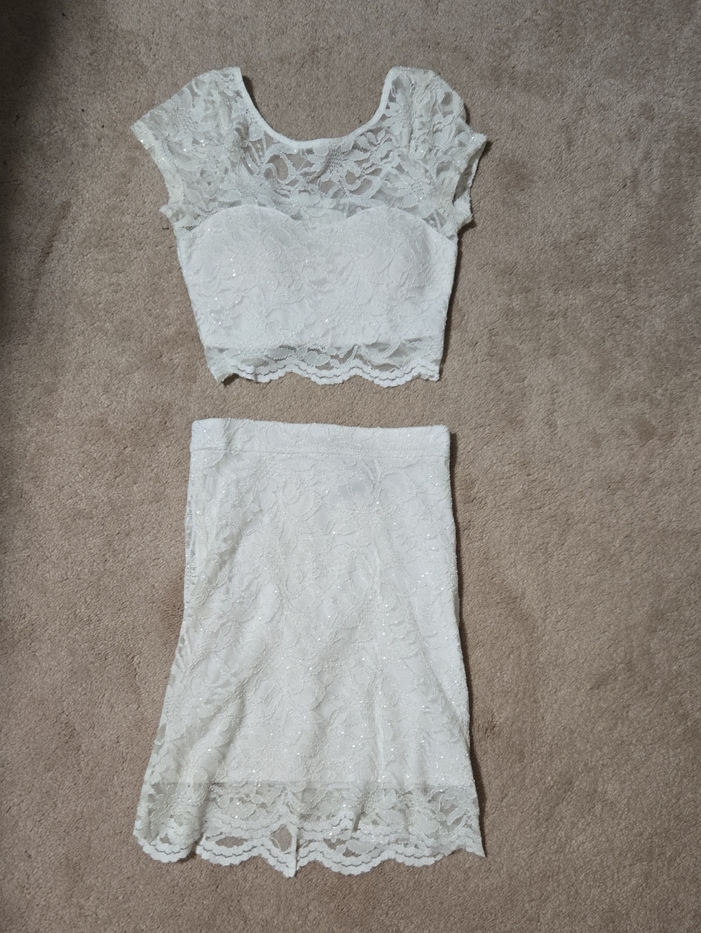 Xtraordinary White Lace Pencil Skirt with Scalloped Hem